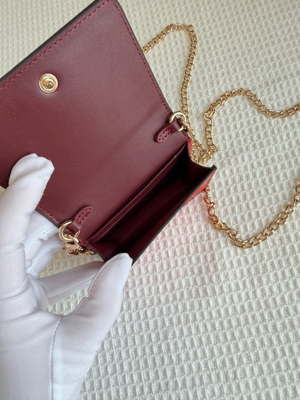 Coach Mini Wallet On A Chain With Cherry Print