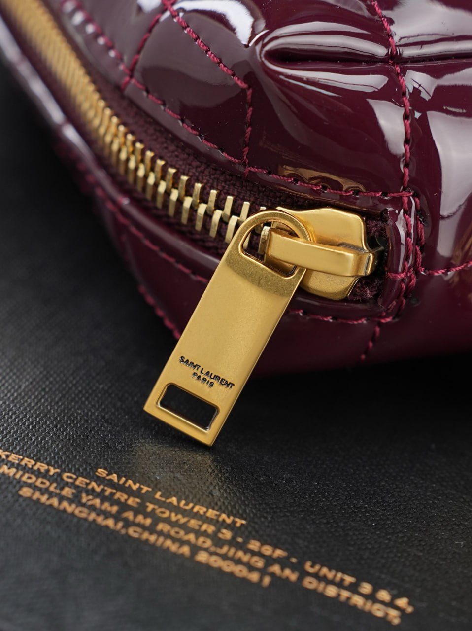 Saint Laurent Vicky Vanity In Quilted Patent Leather