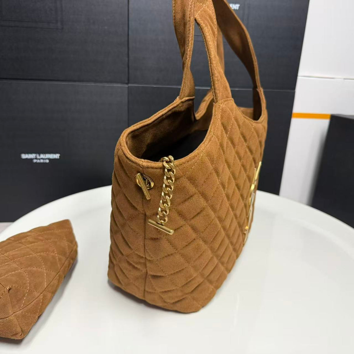 Saint Laurent Jamie Shopping Bag in Quilted Suede