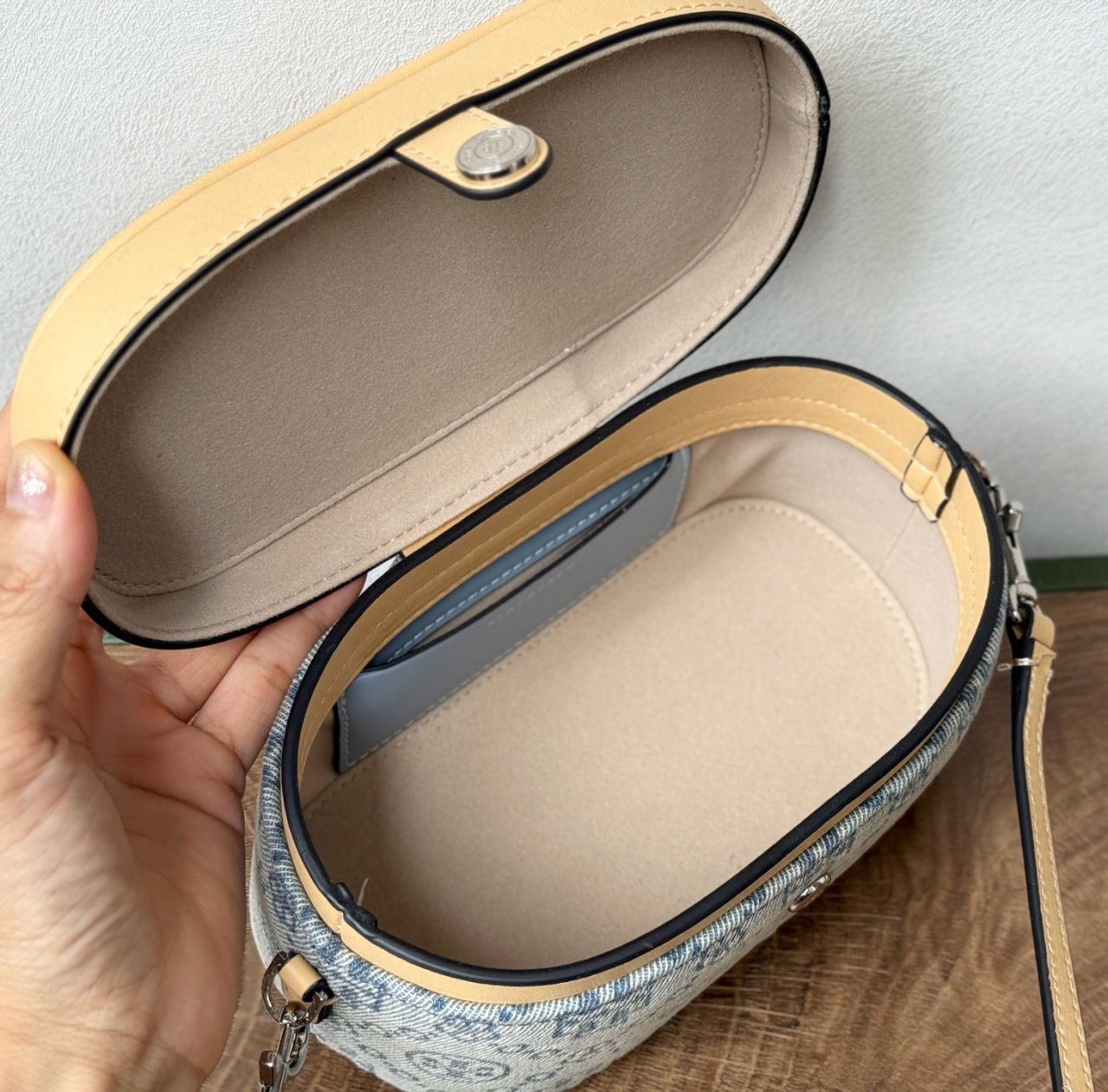 Tory Burch T Monogram Denim Vanity Case
